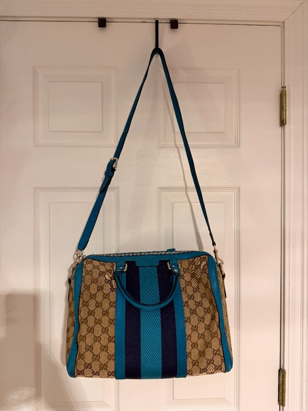 Gucci Medium GG Canvas Web Joy Boston Bag